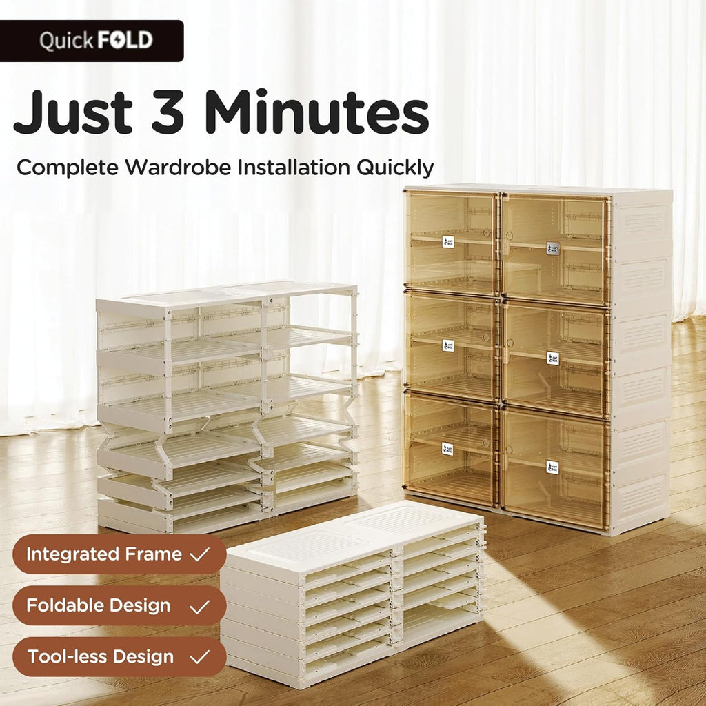 ANTBOX Stackable Plastic Shoe Storage Cabinet With Magnetic Clear Door, 10 Tiers 40 Pairs