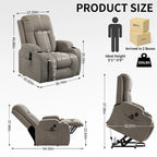 Lazy Boy Power Lift Recliner Chair With Massage, Lumbar Heating, USB Port And Cup Holders - Single Motor