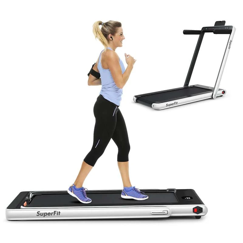 2 In 1 Folding Treadmill, 2.25 HP, 40 in x 16 in Running Area, Dual Display And App Control