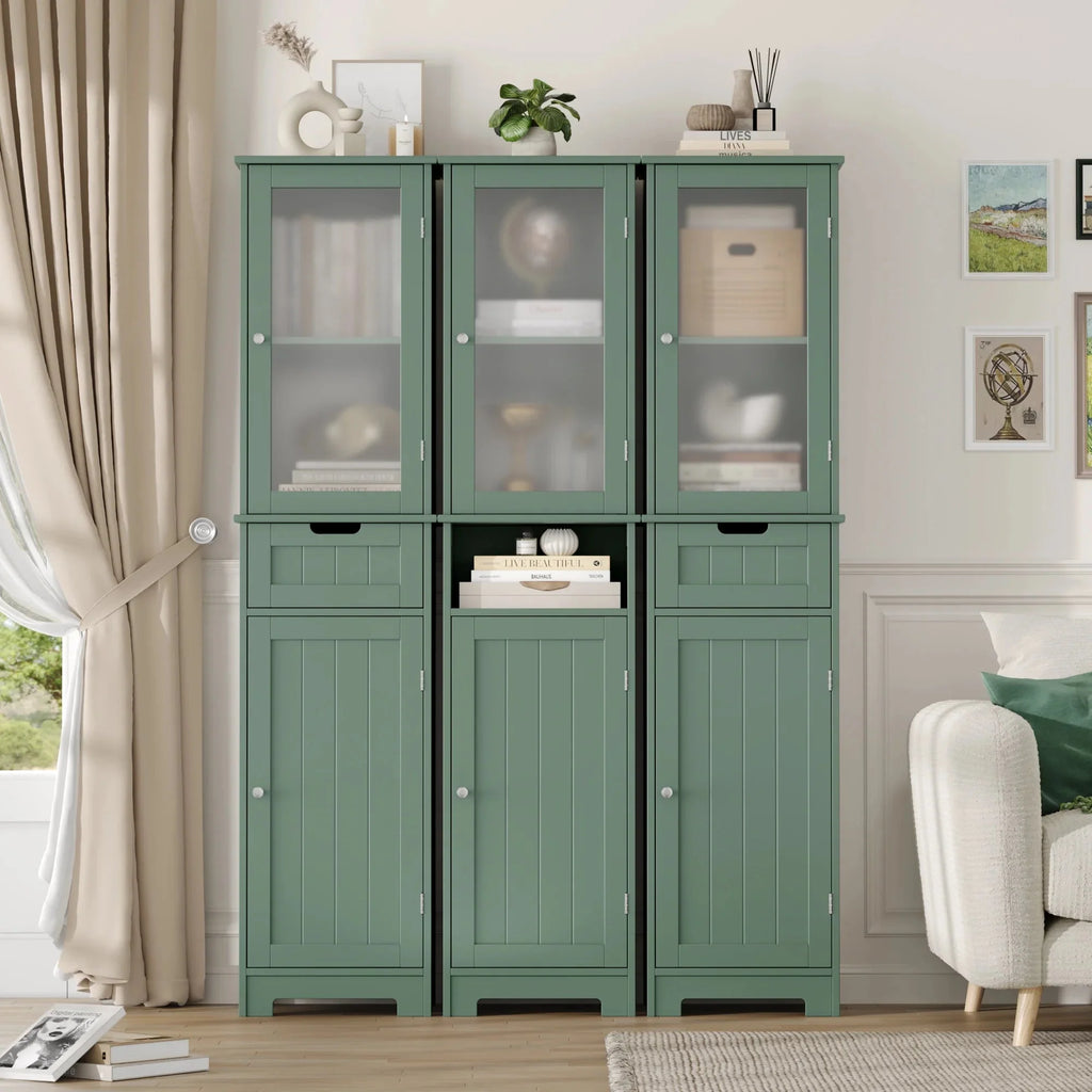Homfa Tall Narrow Bathroom Storage Cabinet With Door And Drawer, 15.7in L x 11.8in W x 67in H, White