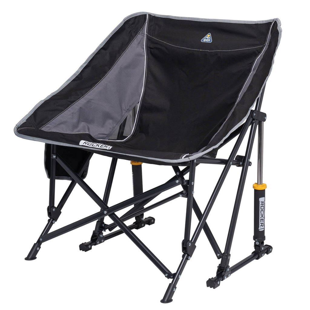 GCI Outdoor Pod Rocker Folding Rocking Camping Chair with Carry Bag, Black