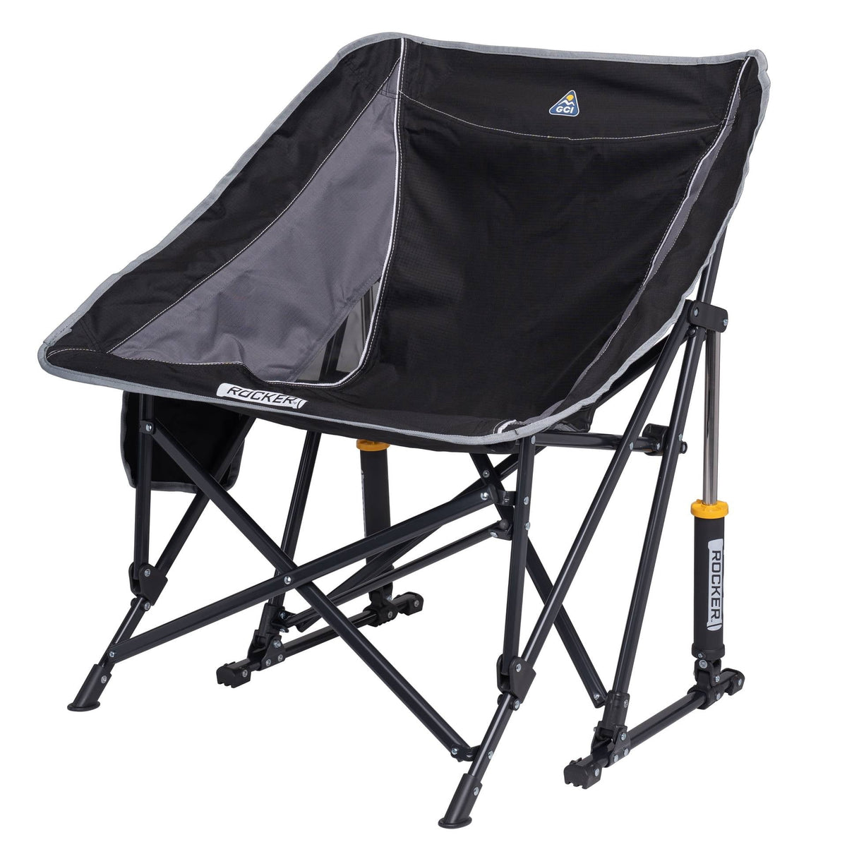 GCI Outdoor Pod Rocker Folding Rocking Camping Chair with Carry Bag, Black