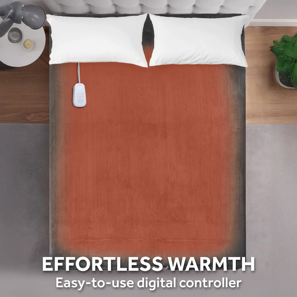 Sunbeam Heated Electric Microplush Bed Blanket, Greystone, Twin Size, 12 Heat Settings, 62 x 84 in