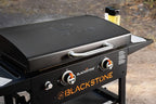 BLACKSTONE Original 28 inch Griddle With Integrated Protective Hood And Counter Height Side Shelves, Powder Coated Steel, Black - 1883