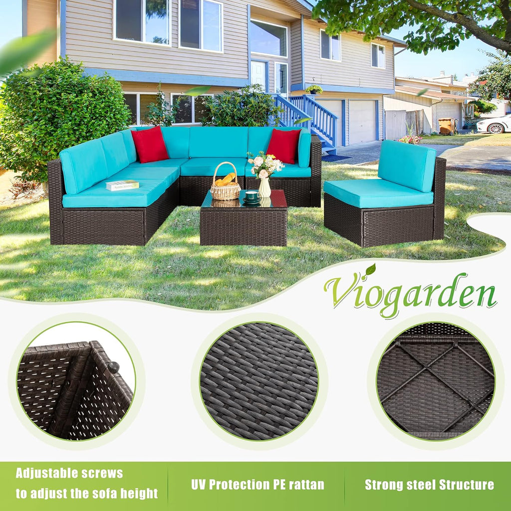5-Piece All-Weather Wicker Patio Conversation Set With Ottoman And Cushions