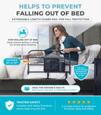 Stander Wonder EZ Adjust Bed Rail, Non-Pivoting Adjustable Bed Rail for Seniors and Safety Railing with Organizer Pouch, ASTM Safety Approved, Black