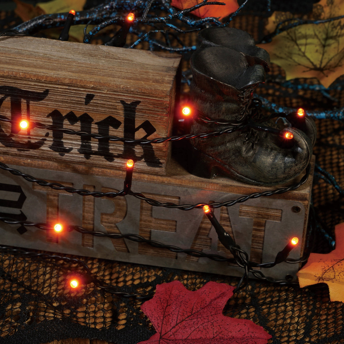 Indoor/Outdoor 100-Count Battery-Operated LED 8-Function Micro String Lights, 33', Halloween by Way To Celebrate