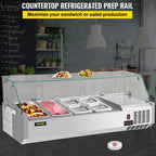 Refrigerated Condiment Prep Station, 48-inch, 10.8Qt, 3 1/3 Pans And 4 1/6 Pans - 146W