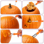Topsome Halloween Pumpkin Carving Kit, 12 Pcs Professional Heavy Duty Pumpkin Carving Set, Stainless Steel Double-side Sculpting Tool for Halloween Decoration Jack-O-Lanterns