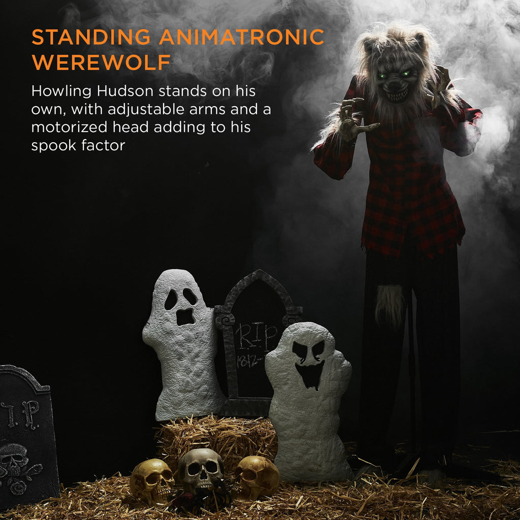 Best Choice Products 5ft Standing Werewolf, Howling Hudson Halloween Animatronic w/ Pre-Recorded Phrases, LED Eyes