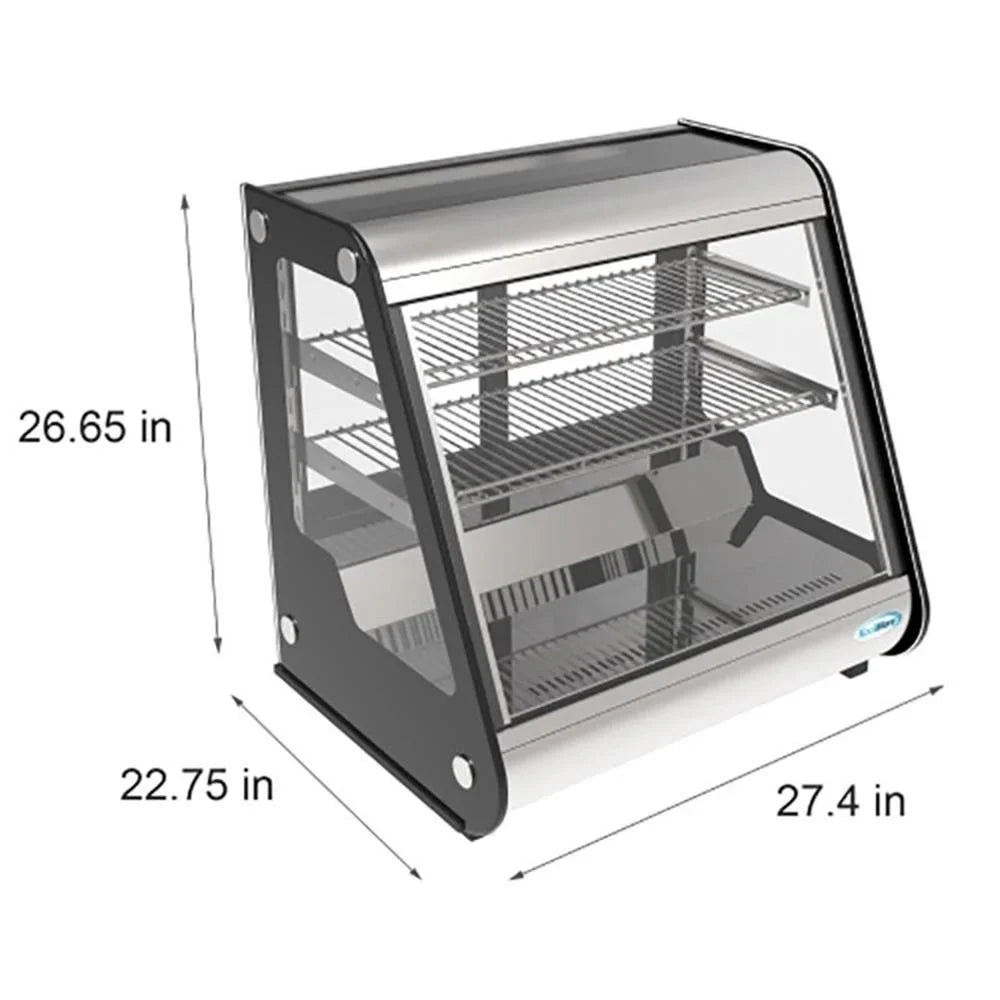 KoolMore 35 inch NSF Commercial Countertop Refrigerator Display Case, 5.6 Cu. Ft., Black And Stainless Steel - CDC-5C-BK
