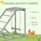 PawHut Chicken Activity Play Center With Swing, Perches And Platform, Pastel Gray - D51-350V00GY