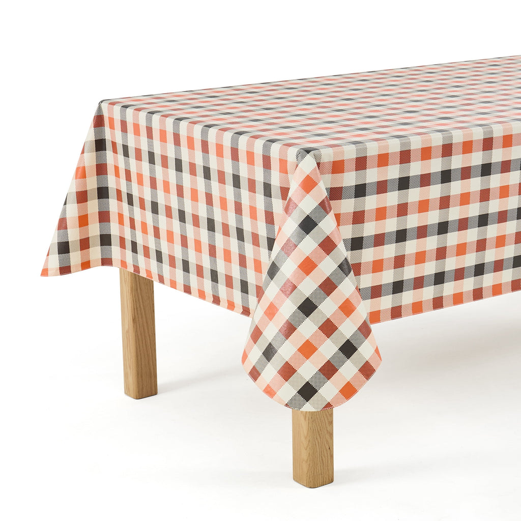 Way To Celebrate Halloween PEVA Tablecloth Indoor & Outdoor Table 60" x 84" - Buffalo Plaid