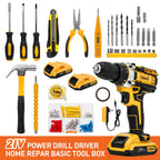Cshidworld Tool Set with 21V Cordless Drill, Drill Set with 2 Batteries and Charger, 95PCS Electric Power Drill Tool Kit, Repair Tools Sets Combo