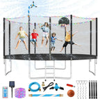 Trampoline With Enclosure Net And Adjustable Basketball Hoop - 8ft, 10ft, 12ft, 14ft, 15ft, 16ft