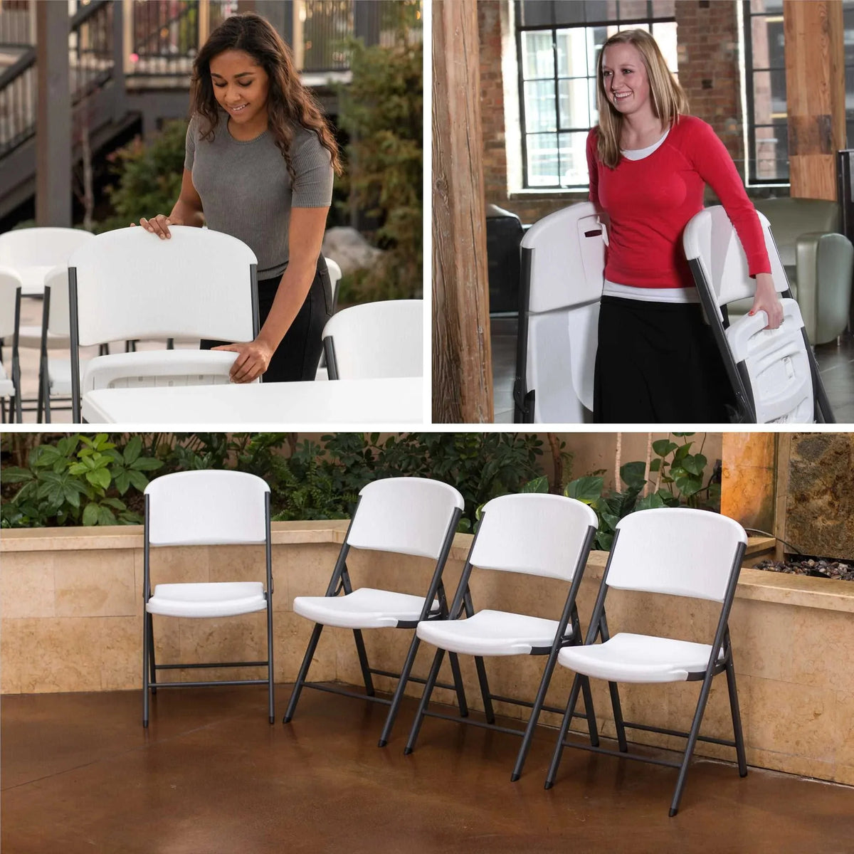 Lifetime 4 8-Foot Rectangle Folding Tables And 32 Chairs Set, White Granite - 80147