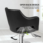 OmySalon Barber Styling Chair With Hydraulic Pump, 360 Swivel And Footrest - Black
