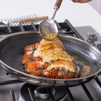 Hybrid Stainless Steel Pan Set With Glass Lids, 6-Piece, 8-Inch, 10-Inch And 12-Inch, Black