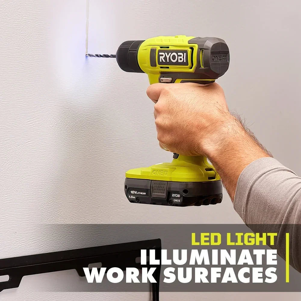 RYOBI 18V ONE+ 3/8" Cordless Drill/Driver Kit With 1.5Ah Battery And Charger