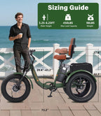 YEBEI Folding Electric Tricycle for Adults, 500W Motor, 48V15AH Lithium Battery, 20 x 4.0 in Fat Tires