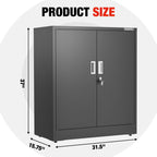 WORKPRO 37"x31.5"x15.75" Small Metal Garage Storage Cabinet with Locking Doors and 2 Adjustable Shelves, for Tools, Office, Home, Shops, Black
