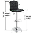 ZENY Bar Stool Set Of 4 With Soft Cushion And Metal Frame - Black