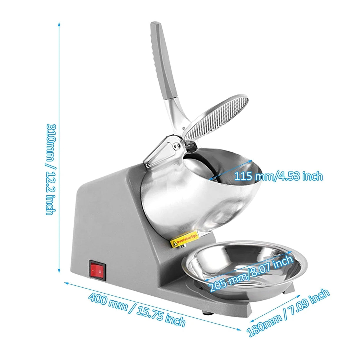 Apexeon Electric Shaved Ice Machine, Stainless Steel, 65 kg Per Hour, 300W