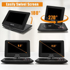 11.5" Portable DVD Player with 9.5" Swivel Screen for car and kids，Car Travel Essential