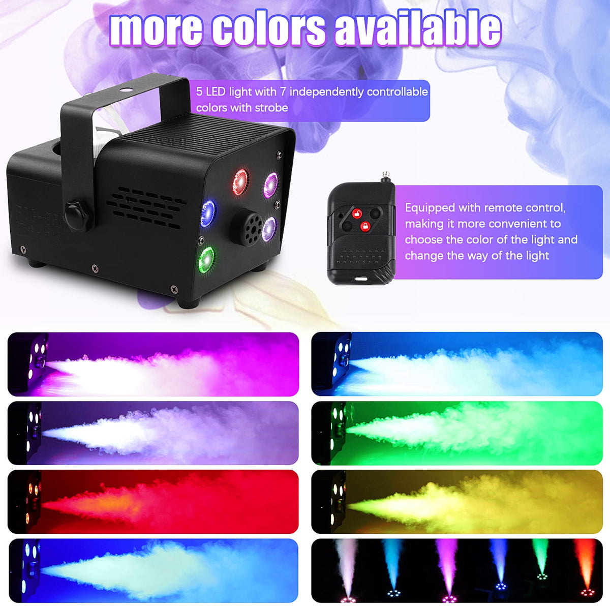 Wondnuga Halloween Fog Machine Smoke Machine 550W 3-in-one RGB Light Beads Smoke Machine Remote Control for Halloween Party Wedding