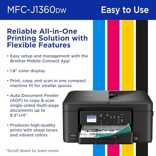 Brother Work Smart 1360 Wireless Color Inkjet All-in-One Print, Scan, Copy