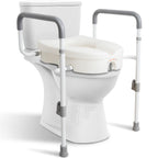 Raised Toilet Seat with Handles for Seniors, 5-inch Rise