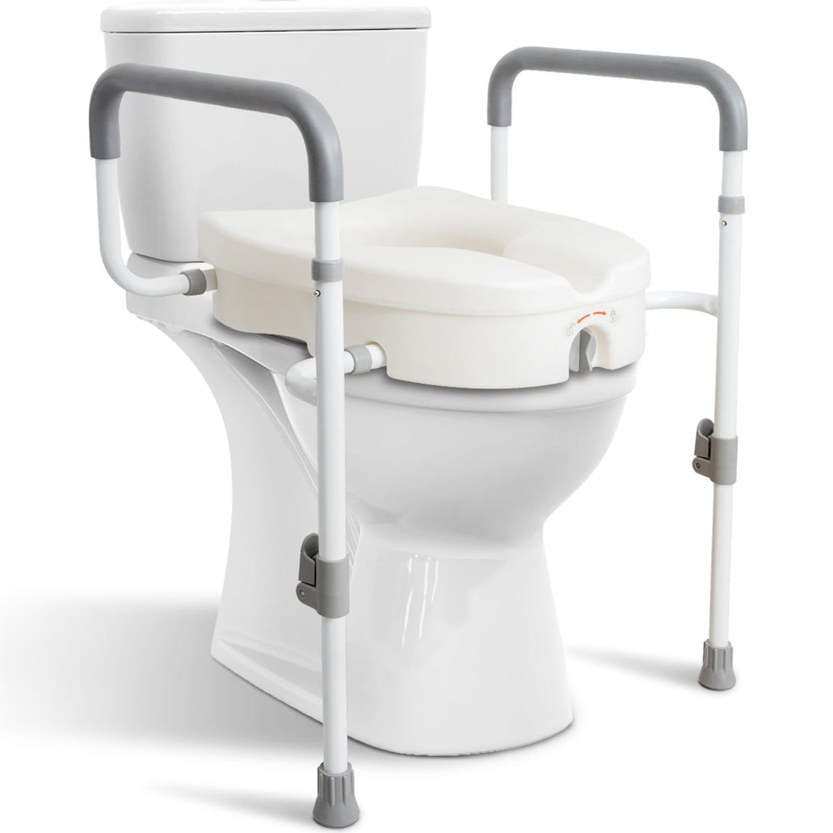 Raised Toilet Seat with Handles for Seniors, 5-inch Rise