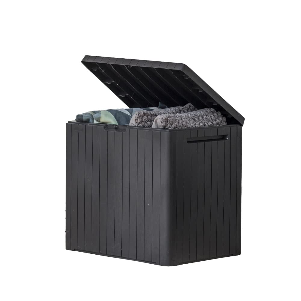 Keter City 30 Gal Outdoor Storage Box and Patio Side Table