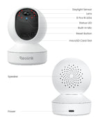 REOLINK 4MP 2K Indoor Camera E1, Plug-in WiFi 6 Security Camera
