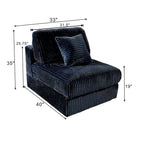 6-Piece Corduroy Upholstered L-Shaped Modular Sectional Sofa