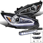 Mazda 3 JDM Black LED DRL Strip Projector Headlights With 8-LED DRL Fog Lights - 10-13