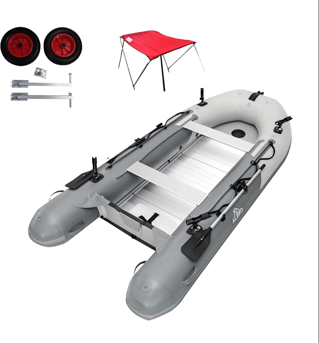 Inflatable Dinghy Fishing Boat, 8'5, 3-Person, Red/Black, Aluminum Floor - BT85RBK