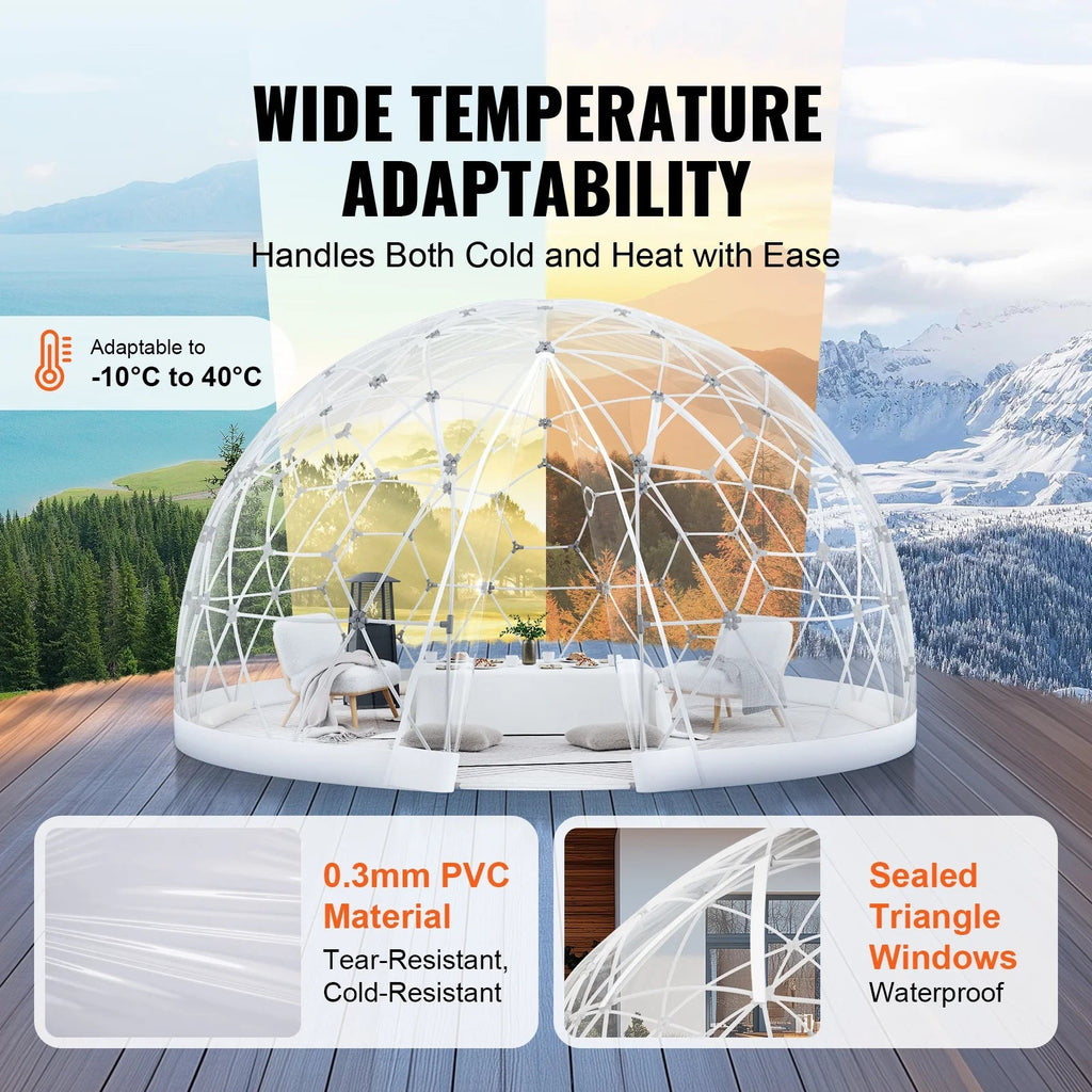 KFFKFF Outdoor Dome Tent, 9.5 Ft Clear PVC - GB-DOME-9.5