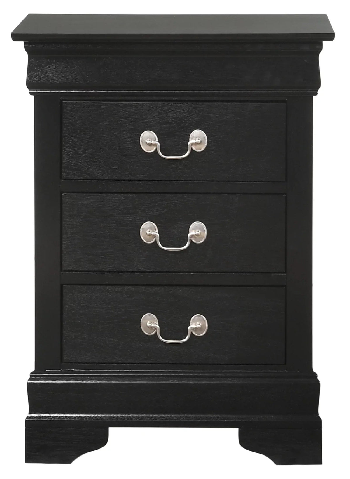 Glory Furniture Louis Phillipe 3 Drawer Nightstand, Black - G3150-3N