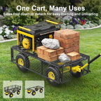 Firstness Heavy Duty Garden Cart, 900 lbs Capacity Garden Wagon with Removable Sides, Black