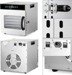 Food Dehydrator, 8 Tiers, 500W Stainless Steel, 30~90C, 24hr Digital Timer
