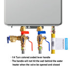 Tankless Water Heater Service Valve Kit with Pressure Relief Valve 3/4-Inch IPS Isolator Clean Brass