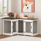L Shape Corner Dog Crate Furniture For 2 Dogs, 58.7X41.1