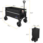 ROSONG Collapsible Wagon Cart with Wheels Foldable - Folding Utility Heavy Duty Wagons Carts for Grocery Sports Garden Shopping Camping Wheelbarrows