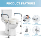 Raised Toilet Seat with Handles for Seniors, 5-inch Rise