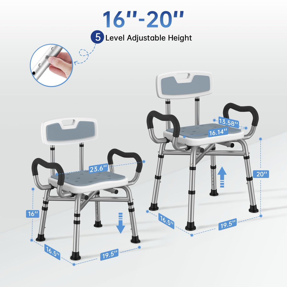 BRITULIF Shower Chair with Arms and Back for Inside Shower, 550 lb Capacity