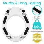 Vive Raised Toilet Seat Riser for Seniors (with Handles) - Handicap Rail