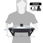 Elite Gourmet 6 Qt Electric Skillet, CERALAST™ Ceramic Nonstick Pan, 1200W