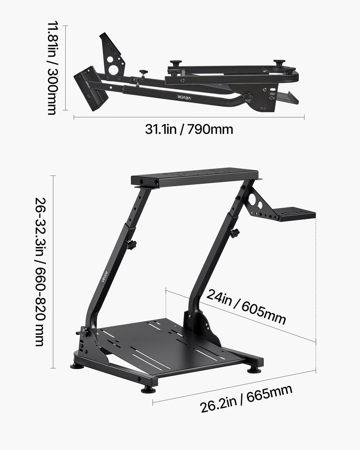 VEVOR Racing Wheel Stand, Adjustable & Foldable Simulator Stand for Logitech G29 G27 G920 G923, Thrustmaster T300RS T300GT T248 TS-PC TSXW Gaming