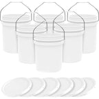 5-Gallon White Bucket Pail Container with Lid | Food Grade | Heavy-Duty Approx 90 MIL Extra Durable | Metal Handles with Plastic Grip | Multi-Use